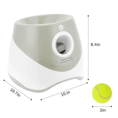 Elevon Dog Ball Thrower Launcher, Indoor/Outdoor Automatic Ball Launcher for Small and Medium-Sized Dogs, Includes 6 Mini Tennis Balls and a Data Line, Grey - Image 2