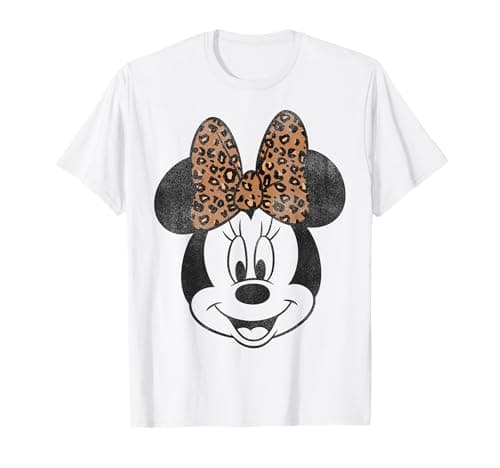 Disney Minnie Mouse Distressed Vintage Leopard Bow Portrait T-Shirt