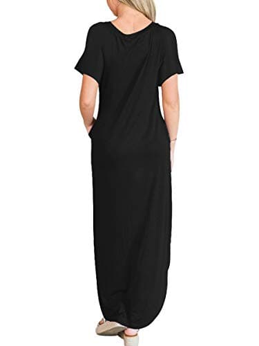 ANRABESS Womens Summer Maxi Dress Short Sleeve Casual Loose Long T Shirt Dresses Split Vacation Beach Sundress Travel Outfits Black Large - Image 4
