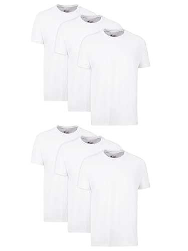 Hanes Mens Cotton, Moisture-wicking Crew Tee Undershirts, Multi-packs, White - 6 Pack, Large US - Image 1