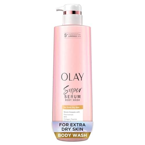 Olay Super Serum Body Wash for Extra Dry Skin, 24hr Long Lasting Hydration, 5+ Ingredient Serum Complex for Bright Even Firm Luminous Skin, 18.5 fl oz - Image 1