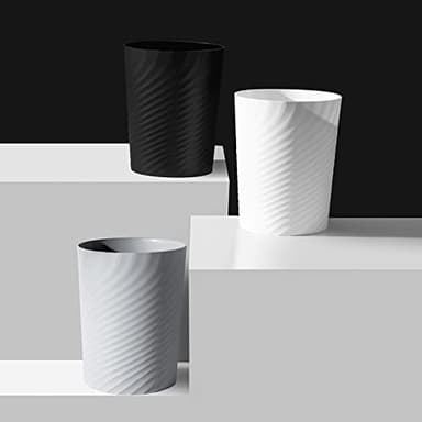 UUJOLY Plastic Small Trash Can Wastebasket, Garbage Container Basket for Bathrooms, Laundry Room, Kitchens, Offices, Kids Rooms, Dorms, 1.8 Gallon, Black, 3 Pack - Image 3