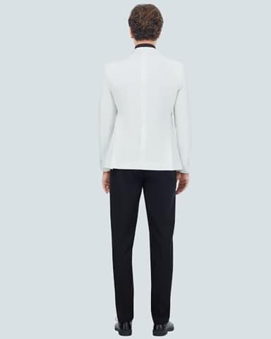 MAGE MALE Mens 2 Piece Suit Paisley Floral Peak Lapel One Button Slim Fit Tuxedo Wedding Prom Dinner Blazer Pants with Bow Tie Set - Image 5