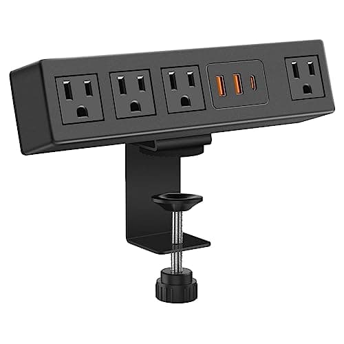CCCEI Desk Clamp Power Strip with 45W USB-C Ports, Desktop Mount Surge Protector 1200J, Widely Spaced Desk Outlet Station, Fast Charging, 10 FT Flat Plug, Fit 1.9 inch Tabletop Edge. - Image 1