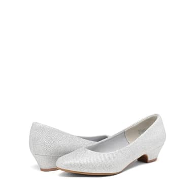 DREAM PAIRS Women's Mila Low Chunky Heel Pump Shoes,Size 6,Silver/Glitter,Mila - Image 2