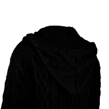 NIUBIA Womens Casual Long Sleeve Open Cardigan Warm Hooded Outwear Coat Cable Knit Long Cardigan Sweaters with Pockets Dark Black - Image 5