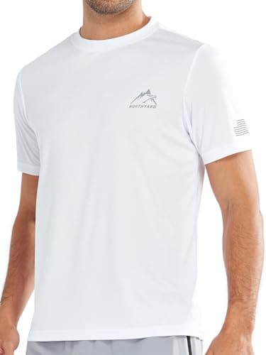 NORTHYARD Men's UPF 50+ Sun Protection Shirts Swim SPF UV Quick Dry Short Sleeve T-Shirts for Athletic Fishing Rash Guard White XL - Image 1