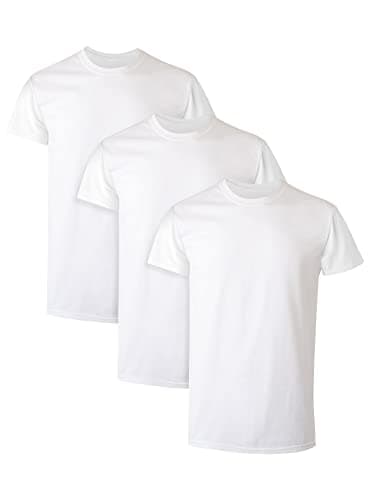 Hanes Men's Tagless Cotton Crew Undershirts, 3-Pack - White, Large - Image 1