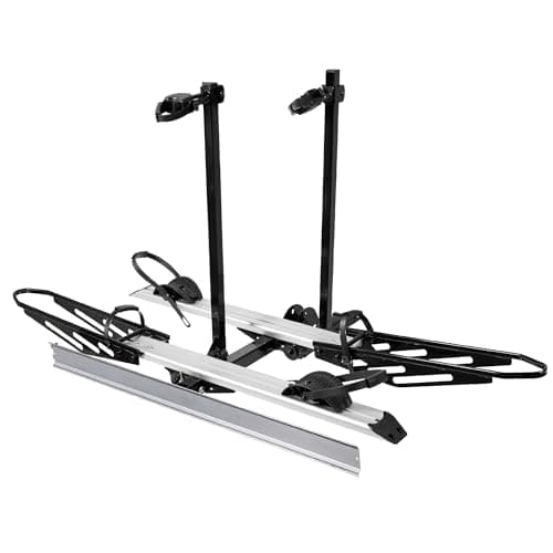 Rockland Foldable 2-Ebike Rack with Ramp, 200 lbs Capacity, Hitch Mount Electric Bike Rack, Fits up to 5" Fat Tire Width and 50" Wheelbase, Ebike Carrier Rack for 2" Receiver for Cars SUVs Vans RVs - Image 1