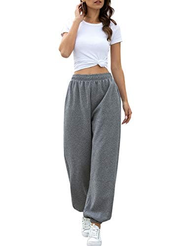 HeSaYep Women's High Waisted Sweatpants Workout Active Joggers Pants Baggy Lounge Bottoms,Dark Grey X-Large - Image 3