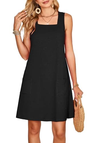 OFEEFAN Womens Summer Dresses 2025 Sundresses Casual Boho Beach Vacation Clothes Elegant Classy Date Outfits Plain Black XL - Image 4