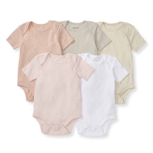 Burt's Bees Baby Organic Cotton Bodysuits – Baby Boy & Girl Short and Long Sleeve One-Pieces, 5-Pack - Image 1