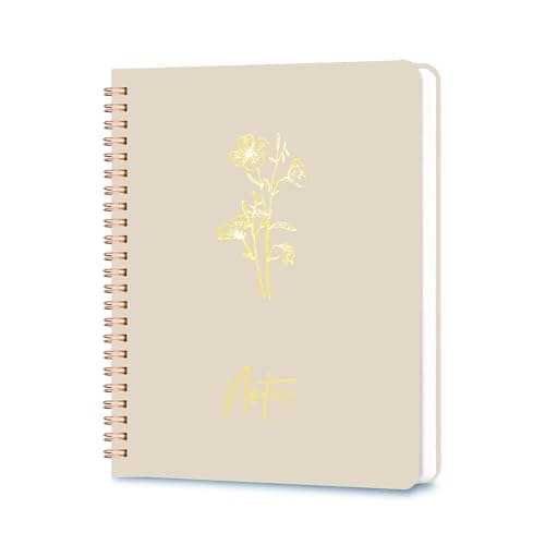 Erenou Lined Spiral Journal Notebook for Women & Men，A5 Journaling Notebooks for Work& Note Takin,Journals for Writing, A lovely notebook for recording life. (Off-white.) - Image 1