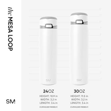 Simple Modern Mesa Loop Water Bottle with Straw | 30oz Cup Holder Friendly Insulated Stainless Steel Bottles for Travel, Sports and School | Winter White - Image 6