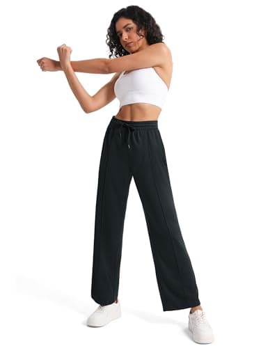 Tapata Women's 30" Inseam Regular Track Pants Loose Straight Leg Jogging Sweatpants Warm-Up Sports Athletic Running, Black, XXL - Image 9
