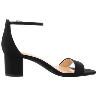 PIZZ ANNU Women's Low Block Chunky Heels Sandals Comfortable Open Toe Ankle Strap Party Dress Pump Shoes Strappy Buckle Heeled Sandal, Black Suede 10 - Image 7