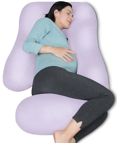 MOON PARK Pregnancy Pillows for Sleeping - U Shaped Full Body Maternity Pillow with Removable Cover - Support for Back, Legs, Belly, HIPS - 57 Inch Pregnancy Pillow for Women - Purple - Image 1