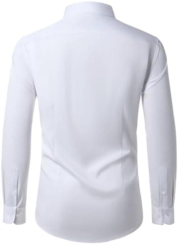 Lusead Men's Dress Shirts Long Sleeve Stretch Wrinkle Free Wedding Formal Business Button Down Shirt - Image 4