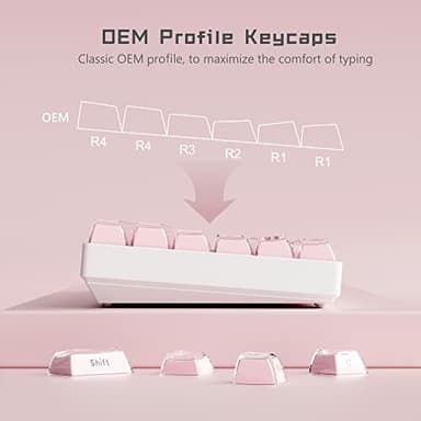 Womier Jelly Keycaps-Crystal Cute Keycaps Pink 60 65 75 100 Percent, Side Printed Elegant Key caps Custom113 Keys, OEM Profile for 61/68/84/87/98/100 Cherry Gateron MX Mechanical, Pink - Image 4