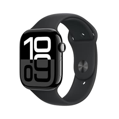 Apple Watch Series 10 [GPS + Cellular 46mm case] Smartwatch with Jet Black Aluminum Case with Black Sport Band - M/L. Fitness Tracker, ECG App, Always-On Retina Display, Water Resistant - Image 1