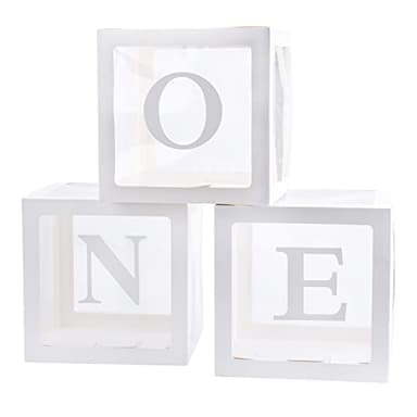 TECKED First Birthday Decorations For Boy Or Girl, 3 Pcs ONE Balloon Boxes For 1st Birthday, Baby Clear Blocks Party Decor With ONE Letters For Photoshoot Props, Cake Smash Backdrop - Image 1