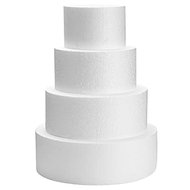 Juvale Cake Dummy Set of 4 Foam Tiers - 6-, 8-, 10- & 12-Inch, 16-Inch Tall, White Foam - Wedding Display & Decorating Practice - Faux Cake Form - Image 1