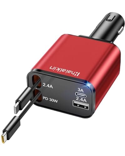 Retractable Car Charger 4 in 1, Compatible with iPhone 17 Car Charger Fast Charging, Type C Retractable Fast Car Charger, 69W USB C Car Charger Adapter for iPhone 17/16/15/14/Galaxy/Pixel - Image 1