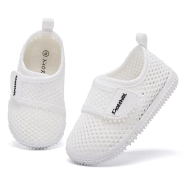 MORENDL Toddler Water Shoes Baby Breathable Mesh Non-Slip Sandals Quick Dry Lightweight Beach Barefoot Shoes Surfing Boating Sport Shoes White 12-15 Months - Image 6