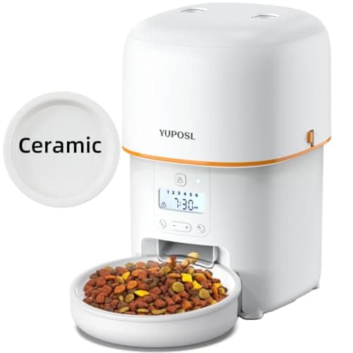Automatic Cat Feeder - 2L Cat Food Dispenser, Timed Auto Pet Feeder with 180-day Battery Life, 1-6 Meals Per Day, 1-16 Portion, Ceramic Bowl, Desiccant Bag Keeps Dry Food Fresh, Also for Small Dogs - Image 1