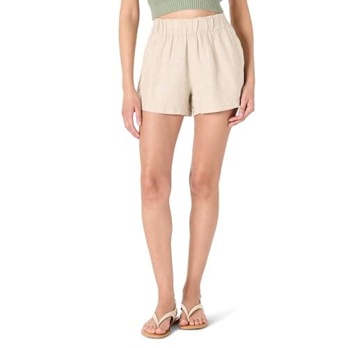 The Drop Women’s Essie Linen Pull On Mini Short, Natural Linen, XS - Image 1
