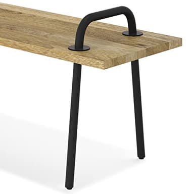 SIMPLIHOME Berkeley SOLID MANGO WOOD 42 Inch Wide Industrial Entryway Bench in Natural, For the Living Room, Entryway and Family Room - Image 7