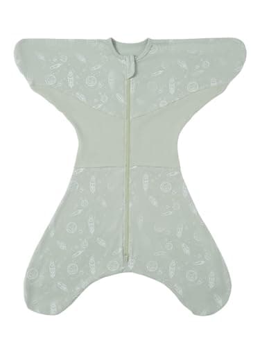 GROWNSY Transitional Swaddle Sleep Sack 6-12 Months, Starfish Design Baby Swaddle Sack, Dual-Zipper for Easy Diaper Changes, Proper Hip Development & Openable Foot Button, 19-27 lbs, Green - Image 1