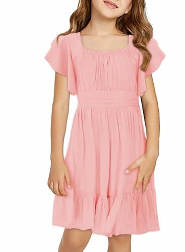 DOKOTOO KIDS Girls Special Occasion Dresses Summer Back Bow Tie Cute Dress Pink 12-13 Years Old - Image 2