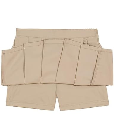 Nautica Girl's School Uniform Pleated Pull-on Scooter Skirt with Undershorts, Knit Waistband, Khaki Ruffle, 10 - Image 2