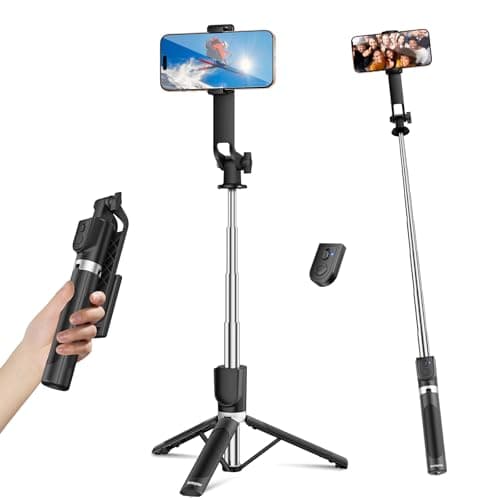 Sensyne Selfie Stick for Phone, Extendable Travel Tripod with Detachable Remote for Photography, Selfies, Compatible with All Cell Phones, Black - Image 1