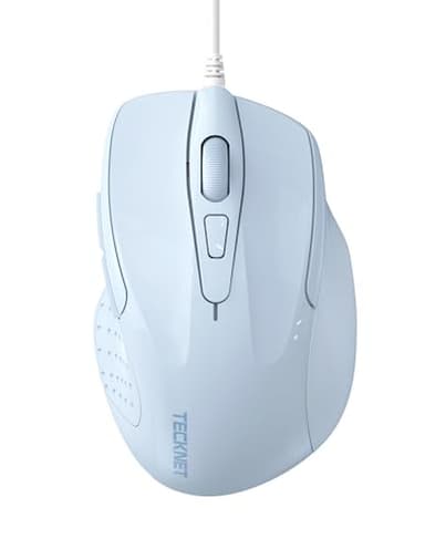 TECKNET Wired Mouse, 6-Button Corded with 4 Adjustable DPI, Optical Mouse with Ergonomic Design and 5FT Cord for Laptop, Chromebook, PC, Desktop, Mac, Notebook - LT.Blue - Image 1