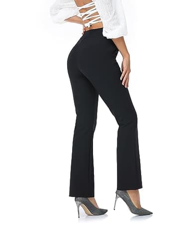 Agenlulu High Waisted Dress Pants for Women Bootcut Elastic Waist Pull On Black Work Slacks for Women Business Casual Trendy - Image 3