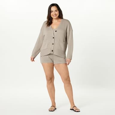 The Drop Women's Brigitte Cotton Blend Chunky Cardigan, Heather Mushroom, XS - Image 7