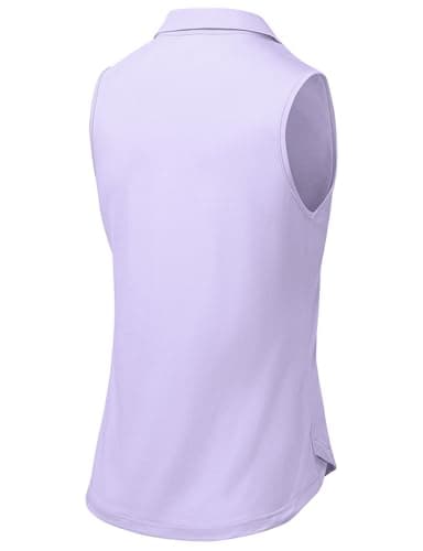 BGOWATU Sleeveless Golf Shirts for Women Collared V Neck Polo Dry Fit Tennis Tank Tops UPF 50+ Lightweight Light Purple XL - Image 2