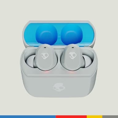 Skullcandy Mod Wireless Earbuds, Bluetooth Headphones, Up to 32 Hours Battery, Noise Isolating Fit, Sweat and Water Resistant, Microphone for iPhone Android - Light Grey/Blue - Image 3