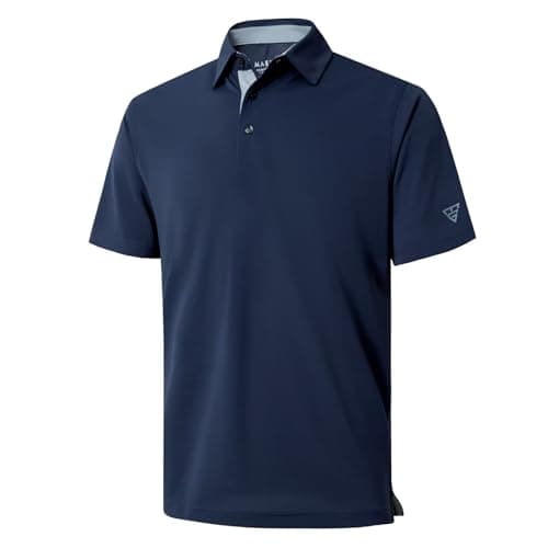 M MAELREG Mens Pique Polo Shirts Short Sleeve Performance Moisture Wicking Quick Dry Casual Golf Shirts for Men Navy - Image 1