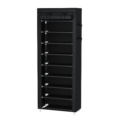 Calmootey 9 Tier Shoe Rack Organizer,Portable Shoe Shelf with Nonwoven Fabric Cover for Closet Hallway,Bedroom,Entryway,Black - Image 4