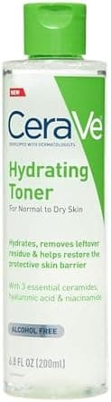 CeraVe Hydrating Toner for Face Non-Alcoholic with Hyaluronic Acid, Niacinamide, and Ceramides for Sensitive Dry Skin, Fragrance-Free Non Comedogenic, Full Size, 6.8 Fl Oz - Image 3