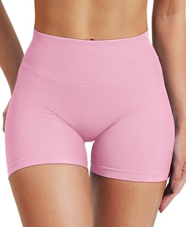 VOYJOY Women Workout Impact Shorts 2.5"/ 3.6"/ 4.5"/ 6" Scrunch Butt Lifting Gym Seamless Booty Biker Shorts Pink - Image 3