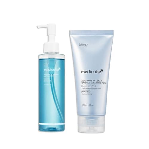 medicube Smooth Pore Double Cleanse Set: Zero Pore Blackhead Cleansing Oil and Zero Pore Clear Blue Capsule Facial Cleanser - Image 1