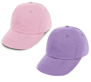 2 Packs Toddler Boys Girls Baseball Summer Hat Kids Baseball Cap Baby Sun Hat Cotton Lightpink&Purple 3-10T - Image 1