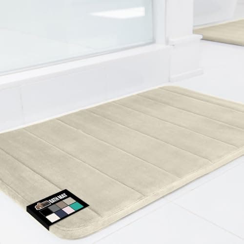GORILLA GRIP Memory Foam Bath Mat, Soft Absorbent US Designed Bathroom Rug, Gripping Dots Machine Washable Bathmat, Cushioned Floor Mats, Shower Sink Rugs Room Décor Accessories, 30x20 Champagne - Image 1