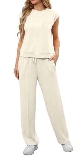 GRECERELLE Lounge Sets For Women Loungewear Set Sweatsuits 2 Piece Outfit Jogging Suits For Women Apricot-XL - Image 2