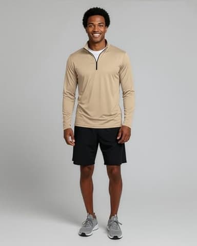 Real Essentials 3 Pack: Men's Dry-Fit Active Quarter Zip Long Sleeve Athletic Performance Pullover (Available in Big & Tall - Image 4
