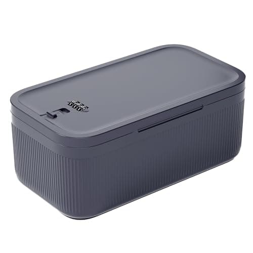 Small Lock Box for Medication Safe, Lockbox for Phone Jail, Medicine Lockable Storage Box with Code for First Aid Kits, Locked Food/Snackle Box Container for Home/Fridge/Office (Grey) - Image 1